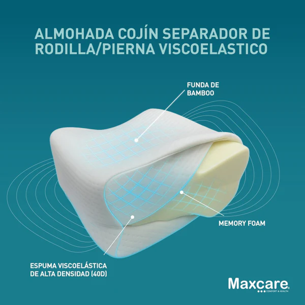 Cojín Separador de Rodillas MAXCARE Comfort | Almohada Ortopédica Viscoelástica para Dormir de Lado - Imagen 4