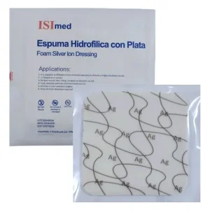 Apósito Espuma Ag con Plata 10x10 cm | Apósito Antimicrobiano de Alta Absorción para Heridas