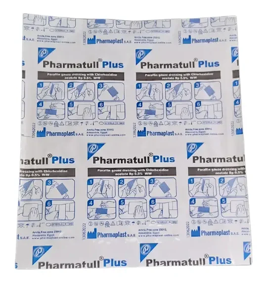 Gasa Parafinada Antimicrobiana Pharmatull Plus con Clorhexidina 10 x 10 cm | Apósito Estéril para Heridas y Quemaduras