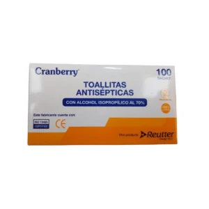 Alcohol Pads Cranberry | Toallitas Antisépticas con Alcohol 70% – 100 Unidades