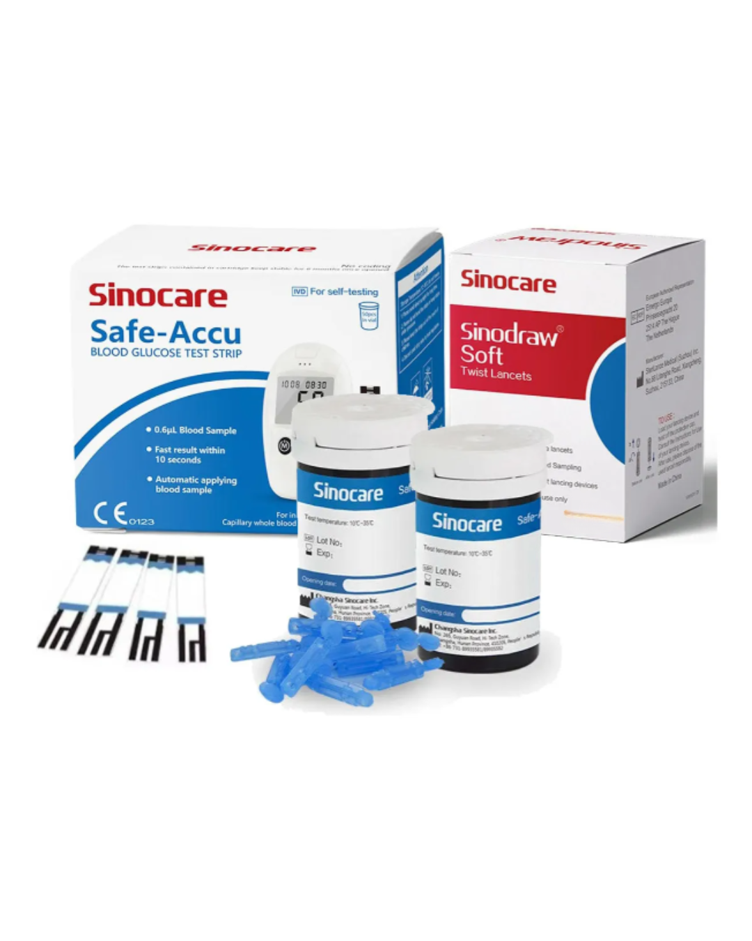 Tiras Reactivas Sinocare Safe Accu + 50 Lancetas | Control de Glucosa Preciso y Rápido