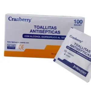 Alcohol Pads Cranberry | Toallitas Antisépticas con Alcohol 70% – 100 Unidades