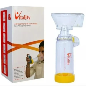 Aerocámara Bivalvulada Vitality Infantil con Mascarilla | Cámara Espaciadora para Inhalador