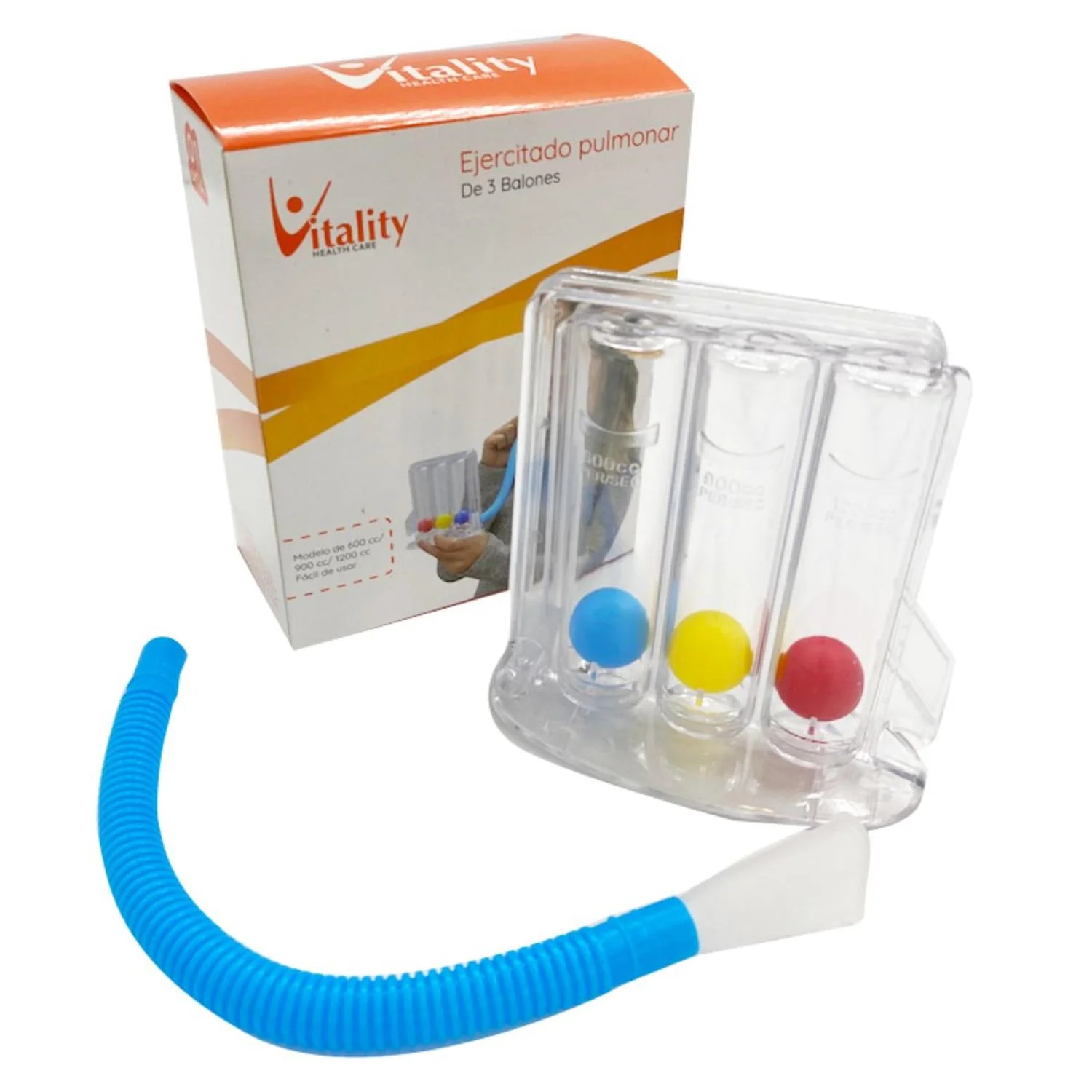 Ejercitador Pulmonar Triflo Vitality | Incentivador Respiratorio de 3 Bolas para Rehabilitación