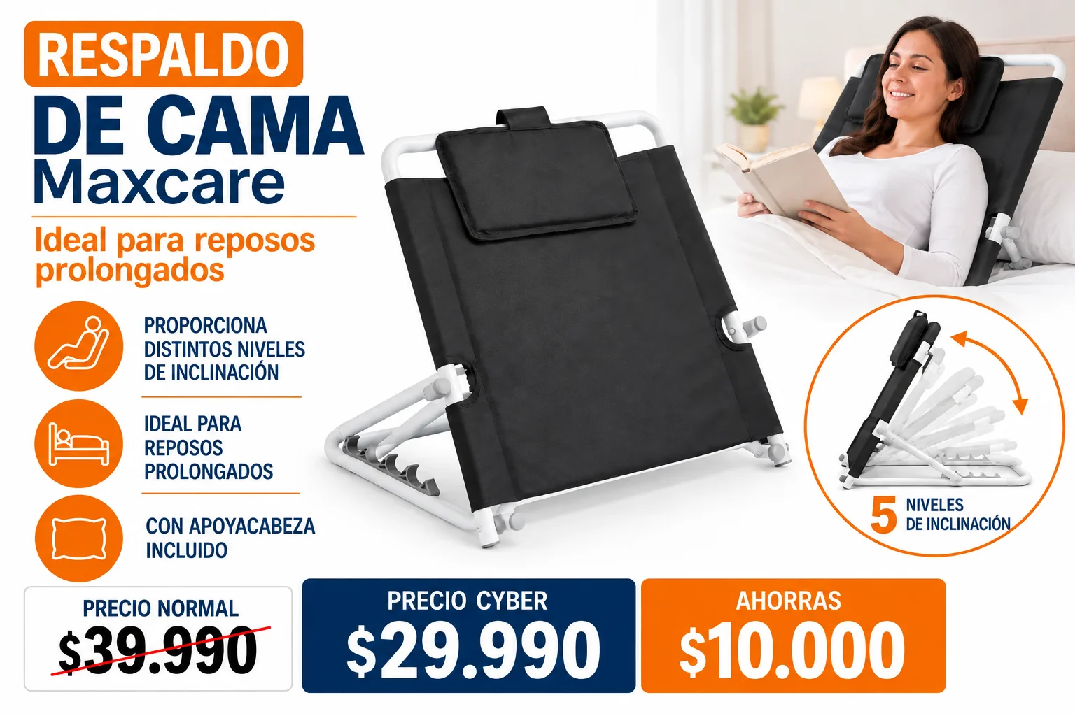 Respaldo de cama ajustable Maxcare